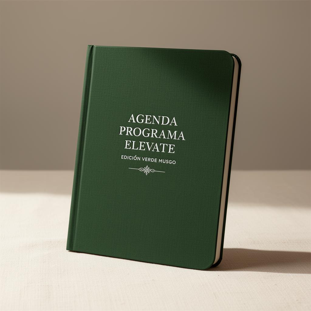Agenda Programa Elevate — Edición Verde Musgo, portada de libreta verde musgo